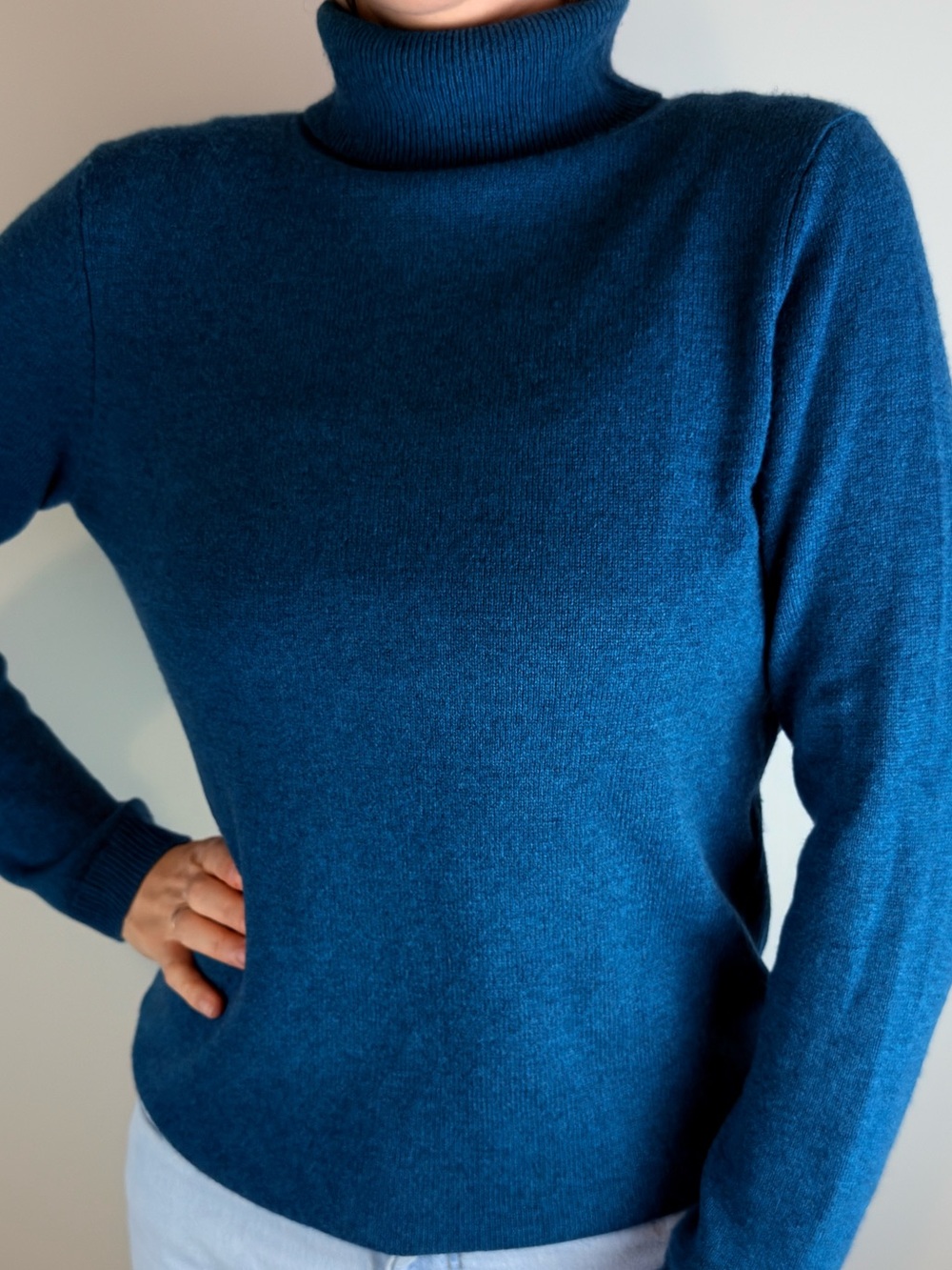 Charter Club 100% Cashmere Turtleneck Sweater Medium Blue Teal⁠